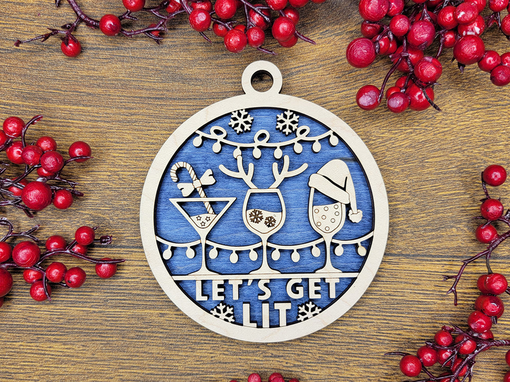 Lets Get Lit Funny Holiday Ornament