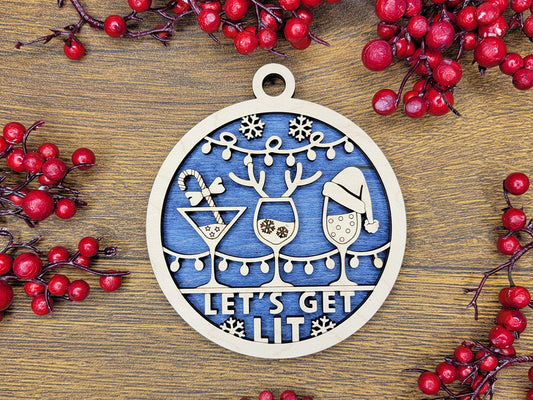 Lets Get Lit Funny Holiday Ornament