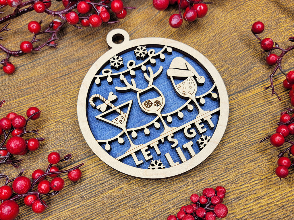 Lets Get Lit Funny Holiday Ornament