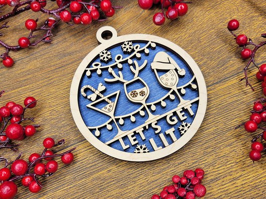 Lets Get Lit Funny Holiday Ornament