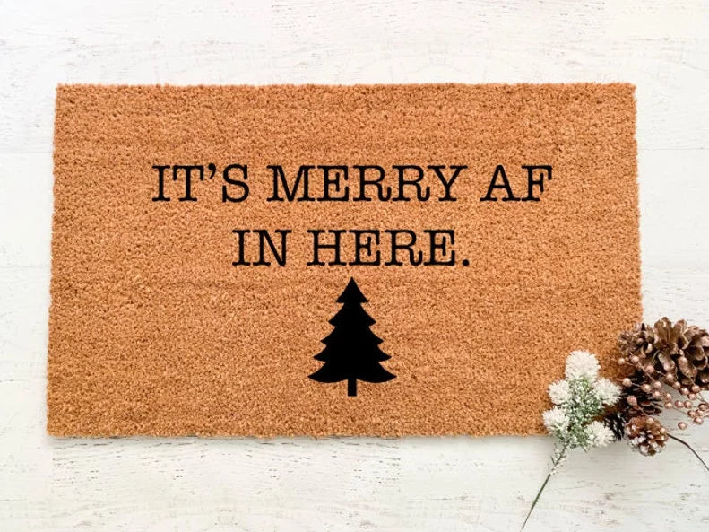 It's Merry AF in Here Premium Door Mat