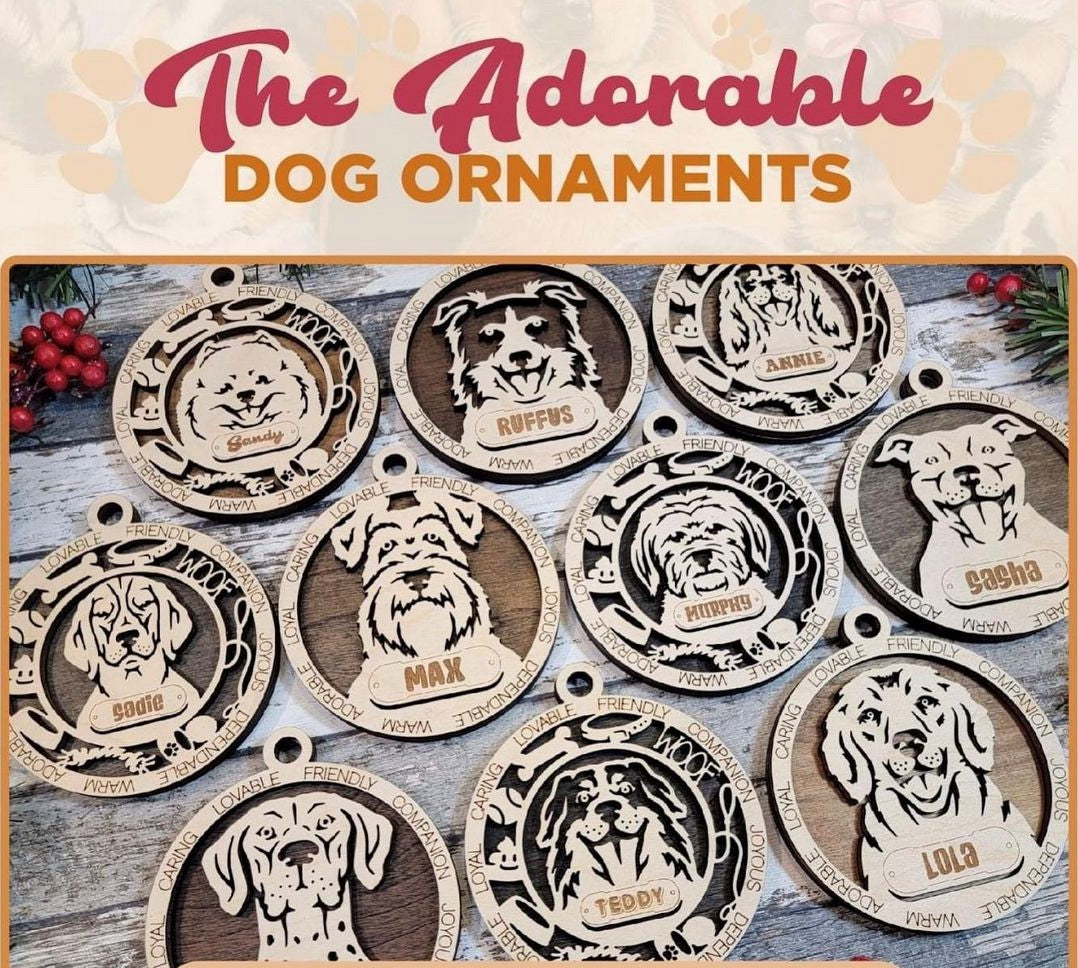 Custom Adorable Dog Ornaments